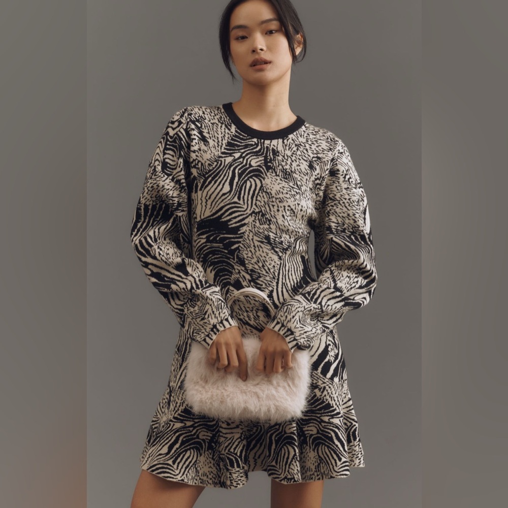 ✨ Anthropologie Ruffled Sweater Knit Dress Sz XL